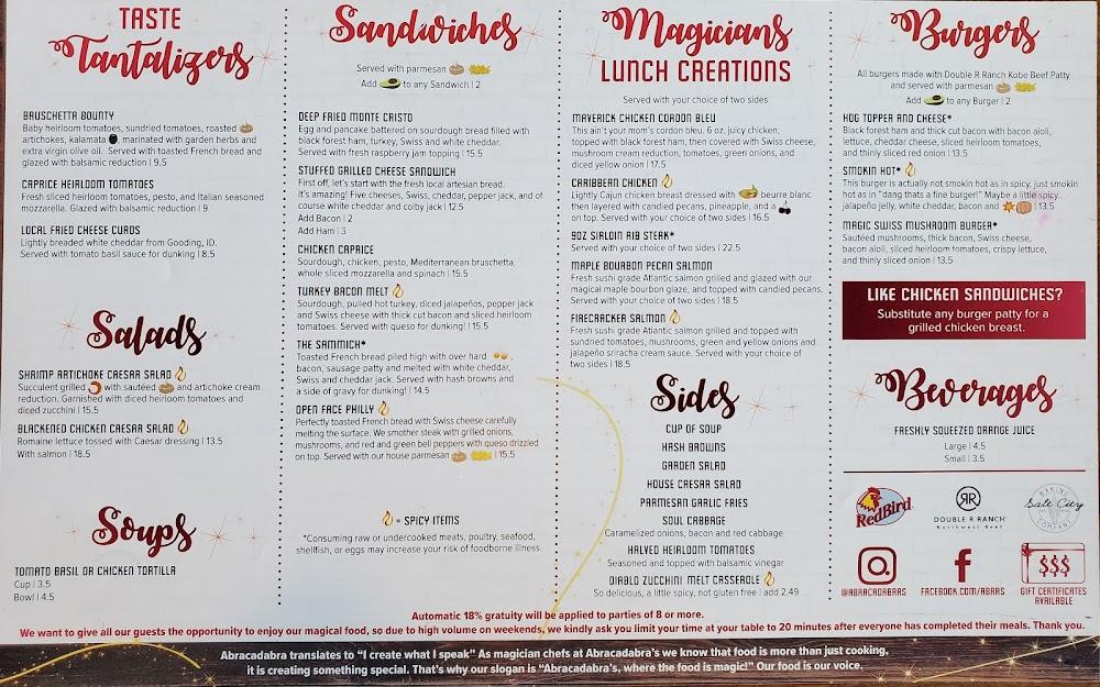 Abracadabras Menu image 1
